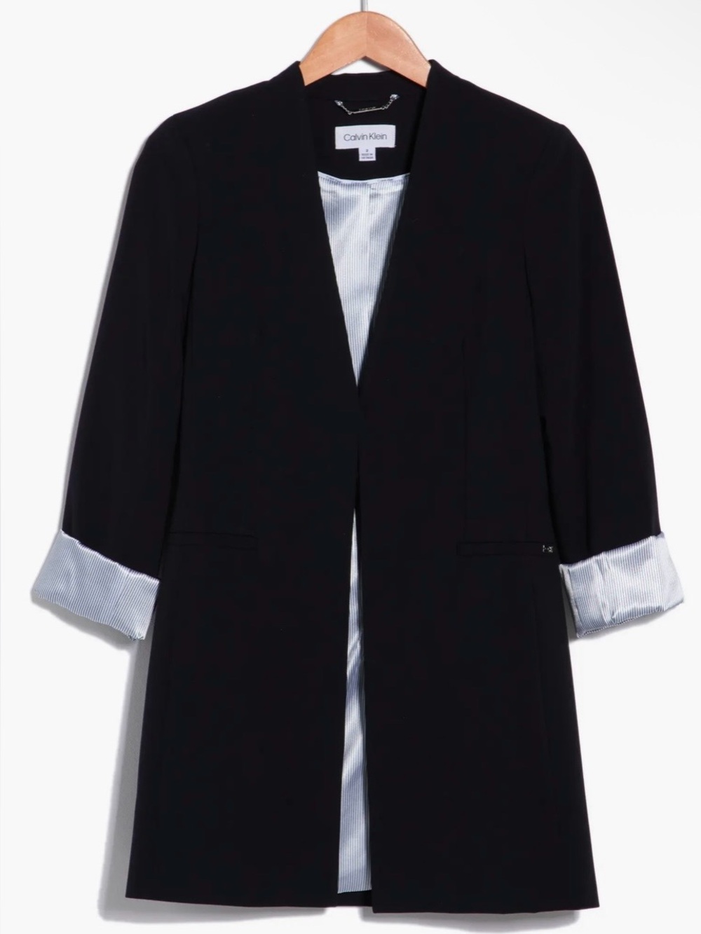 Calvin Klein Open Front Rolled Sleeve Blazer new size 8